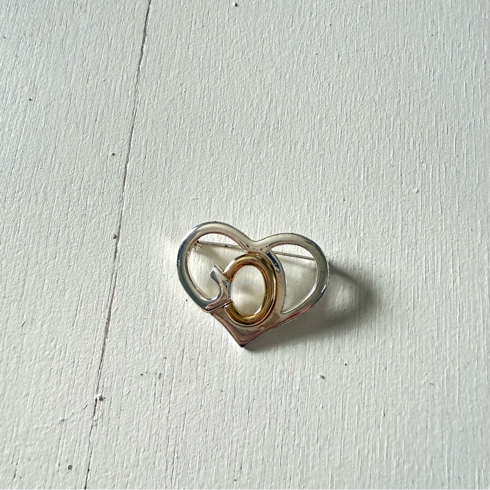 Saint John 2-Tone Heart GOD Brooch 1-1/8" Religious SJ Lapel Hat Pin
